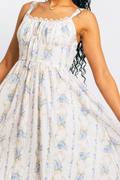 Floral Garland Sleeveless Corset Midi Dress