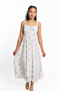 Floral Garland Sleeveless Corset Midi Dress