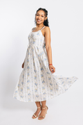 Floral Garland Sleeveless Corset Midi Dress