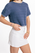 Tractr Girls Lisa Fray Hem Skirt in White