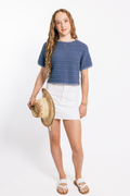 Tractr Girls Lisa Fray Hem Skirt in White