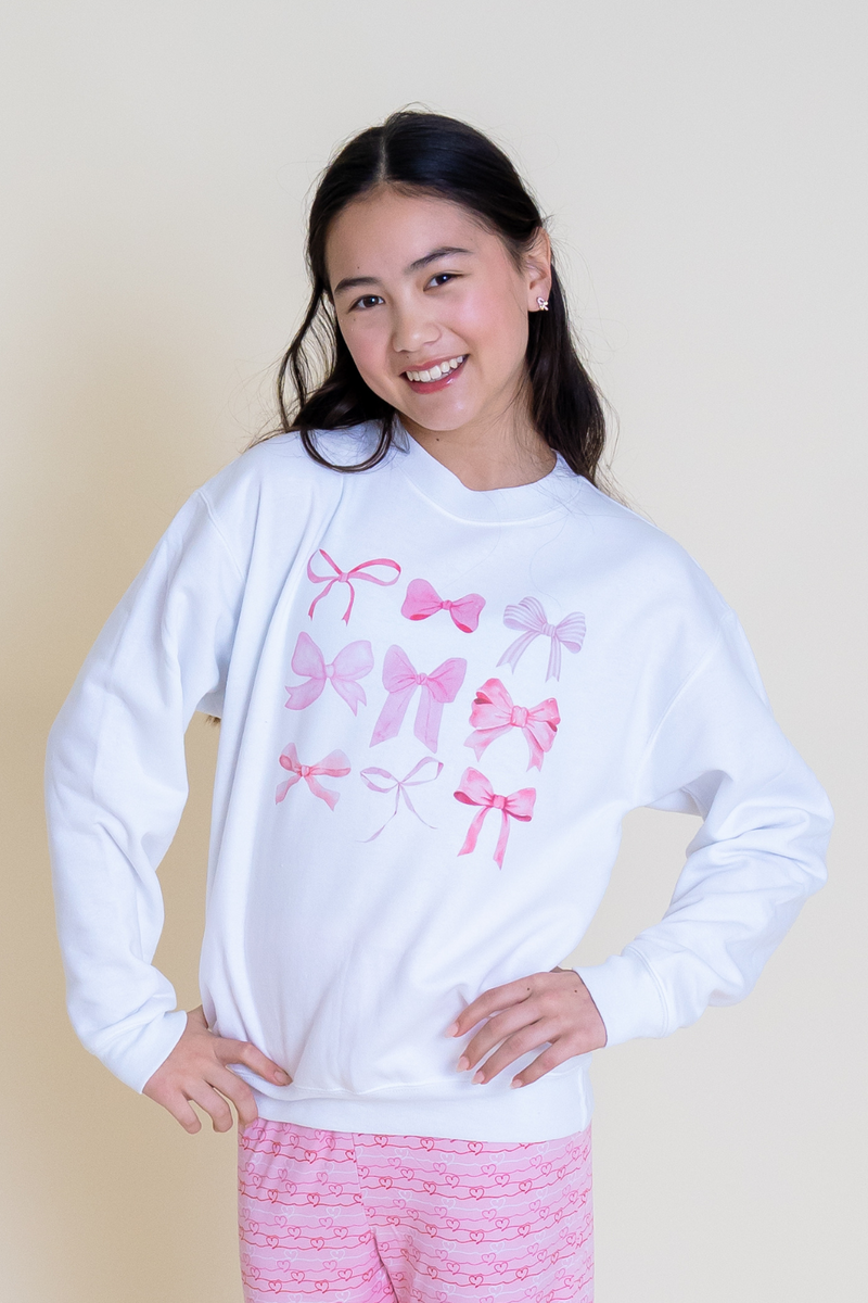 Pretty in Pink Bows Sweatshirt Tween