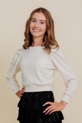 Peyton Textured Top in Cream by PLEAT