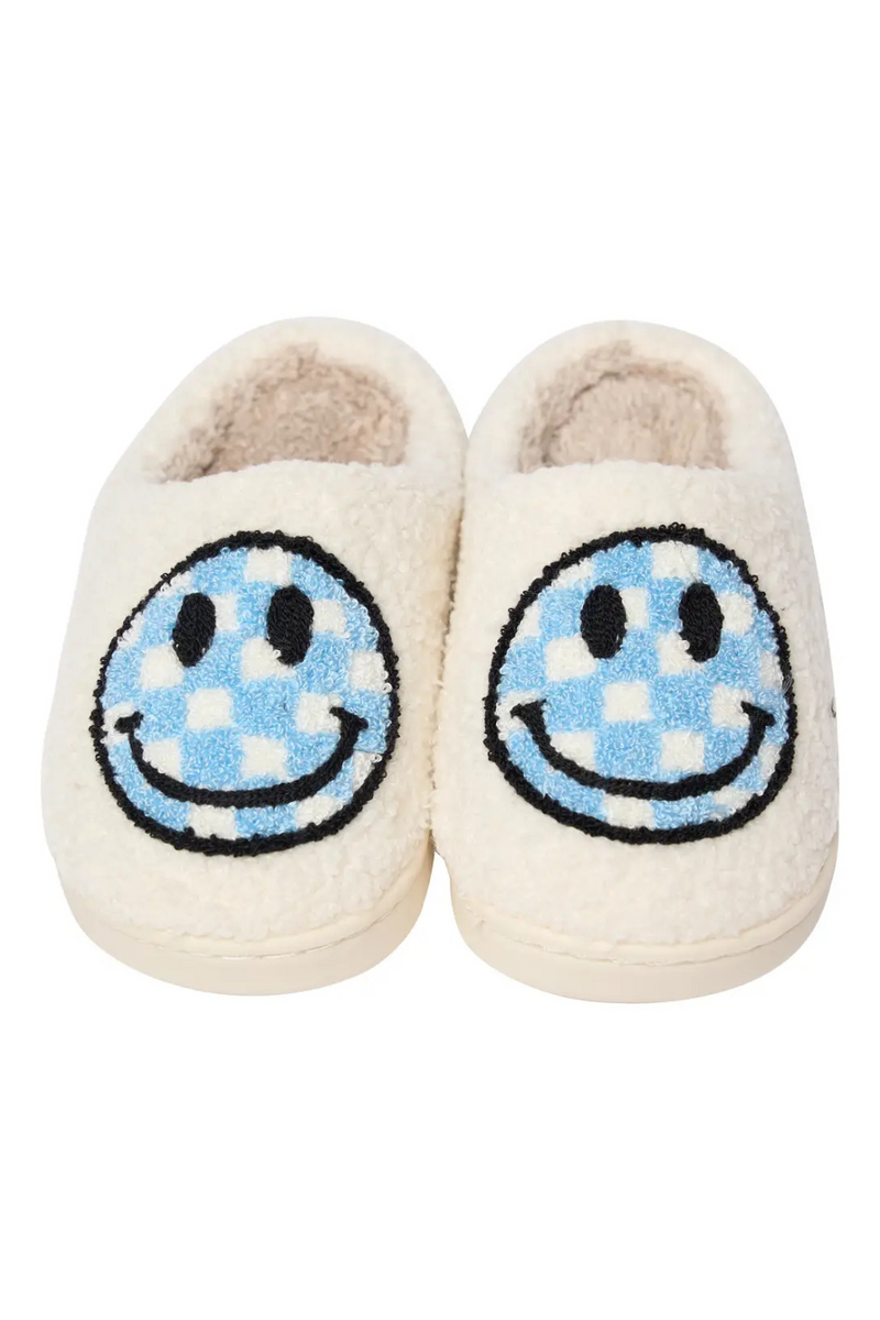 Kids Happy Face Checkered Slippers