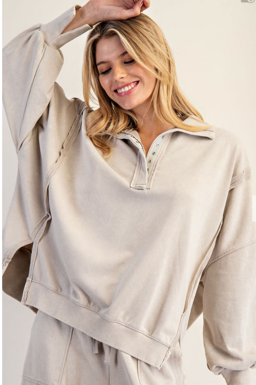 Snow Washed Long Sleeve Pullover