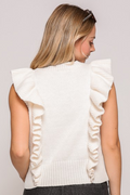 Ruffle Sleeve Cable Knit Top