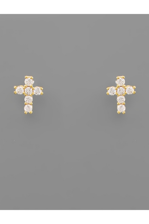 CZ Cross Stud Earrings