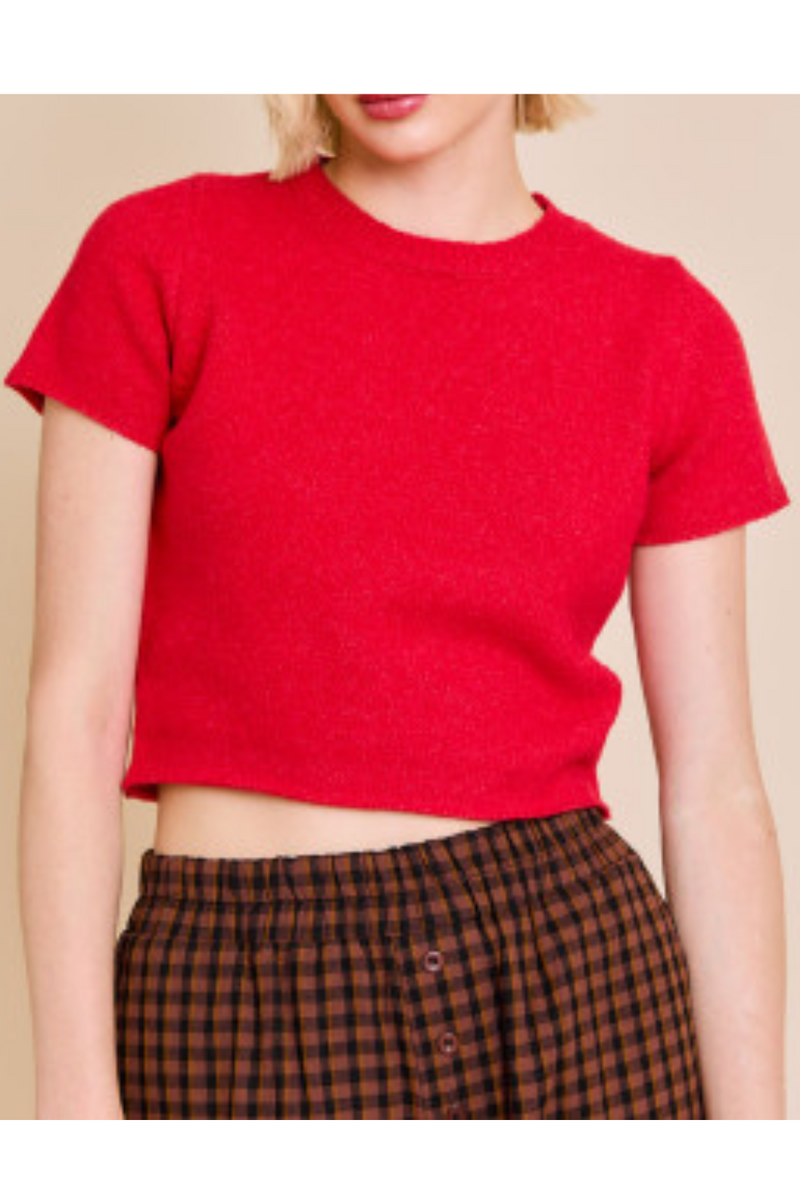 Short Sleeve Cropped Sweater Top