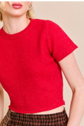 Short Sleeve Cropped Sweater Top