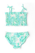 Charming Mint Girls Smocked Two Piece Swimsuit