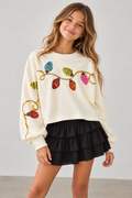 Girls Christmas Sequin Light Bulb Top