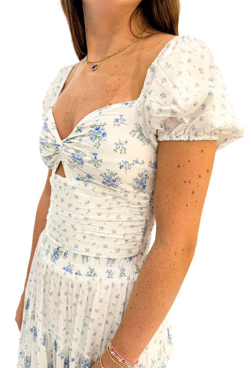Katie J NYC Juniors Roya Top in Blue Floral