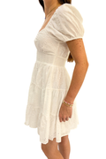 Emmy Eyelet Puff Sleeve Tiered Dress