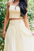 Smocked Top & High Waisted Smocked Midi Skirt Set