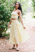 Smocked Top & High Waisted Smocked Midi Skirt Set