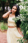 Smocked Top & High Waisted Smocked Midi Skirt Set