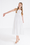 Katie J NYC Girls Alessandra Maxi Dress in White Eyelet