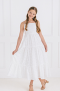 Katie J NYC Girls Alessandra Maxi Dress in White Eyelet