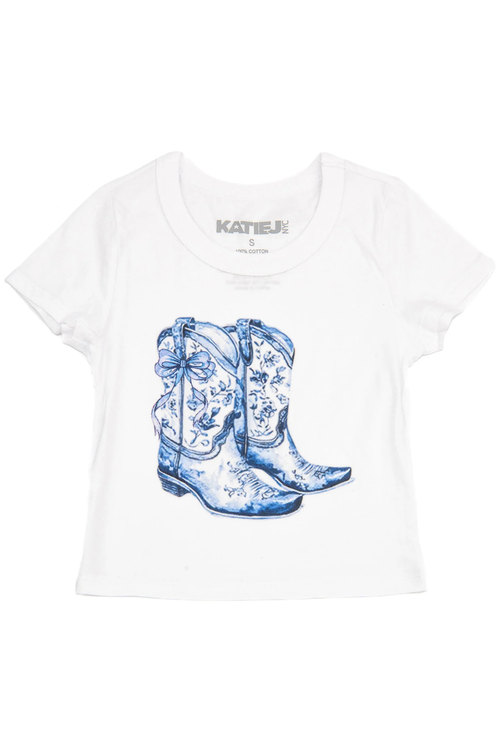 Katie J NYC Girls Bow Boots Baby Tee