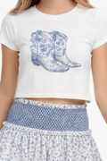 Katie J NYC Girls Bow Boots Baby Tee