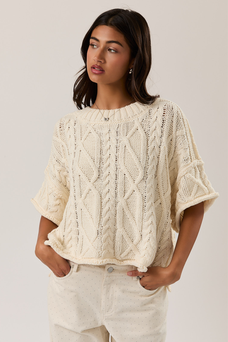 Short Sleeve Knit Sweater Top