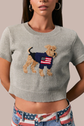 USA Dog Short Sleeve Sweater Top