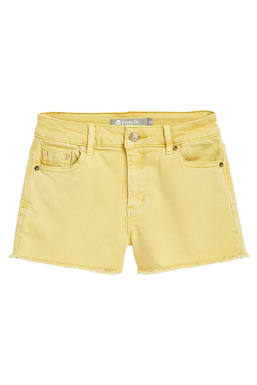 Girls Lemon Frey Hem Shorts by Tractr