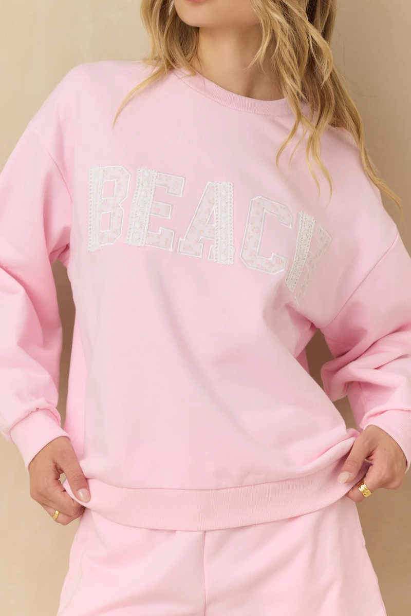 BEACH Floral Applique Crewneck by Vintage Havana
