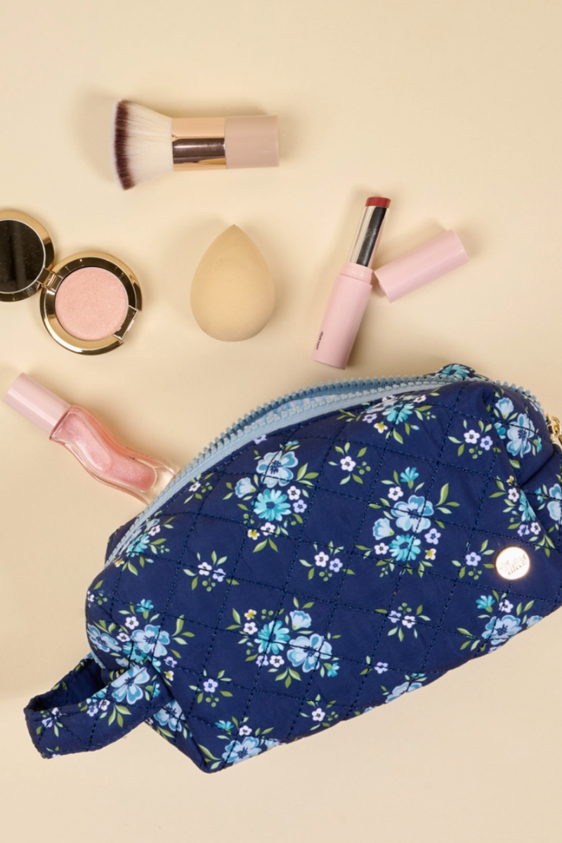 Essentials Quilted Cosmetic Pouch in Endless Daydream Navy