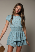 Floral Print Jewel-Neck Dress by TENLY