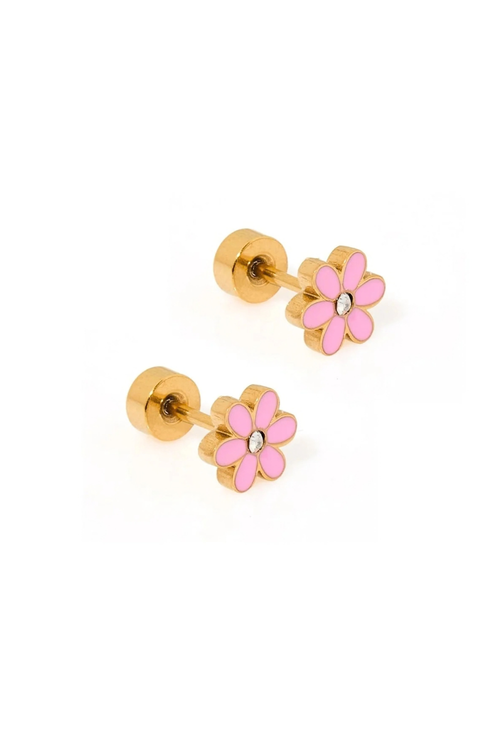 Alli Pink Screwback Stud Earrings by Linny Co
