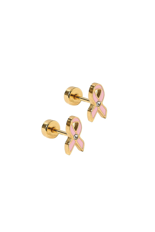 Breast Cancer Screwback Stud Earrings by Linny Co