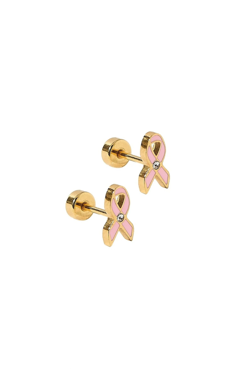 Breast Cancer Screwback Stud Earrings by Linny Co