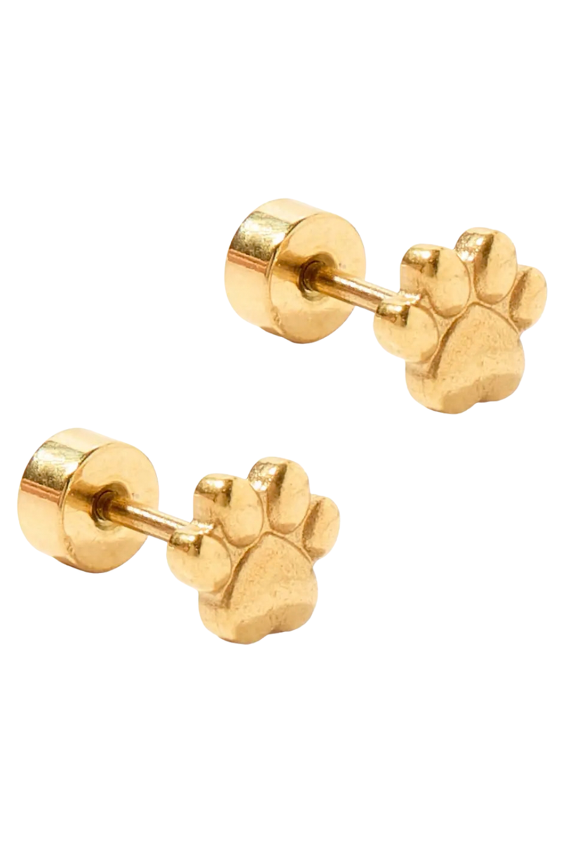 Gold Paw Screwback Earring by Linny Co