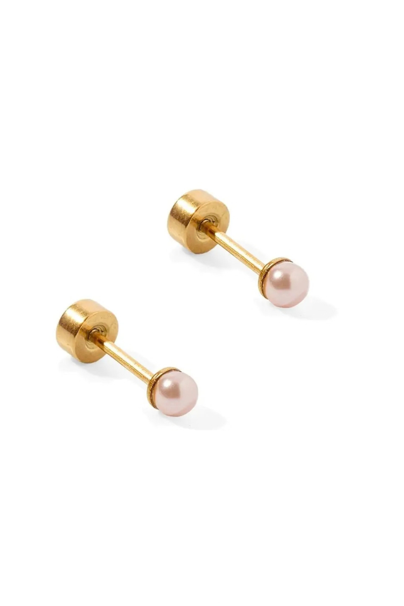3mm Payton Pearl Screwback Earring in Pink by Linny Co