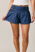 Mid Waist Smocking Detail Shorts