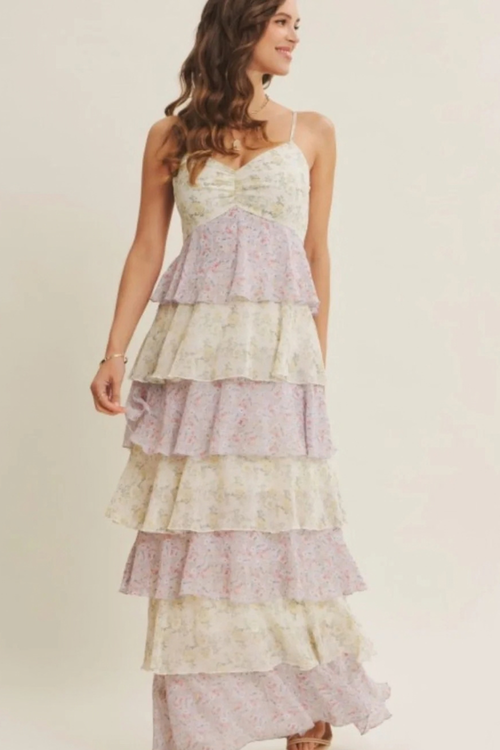 Romantic Floral Tiered Maxi Dress