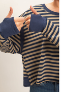 On The Move Stripe Thumb Hole Open Back Top