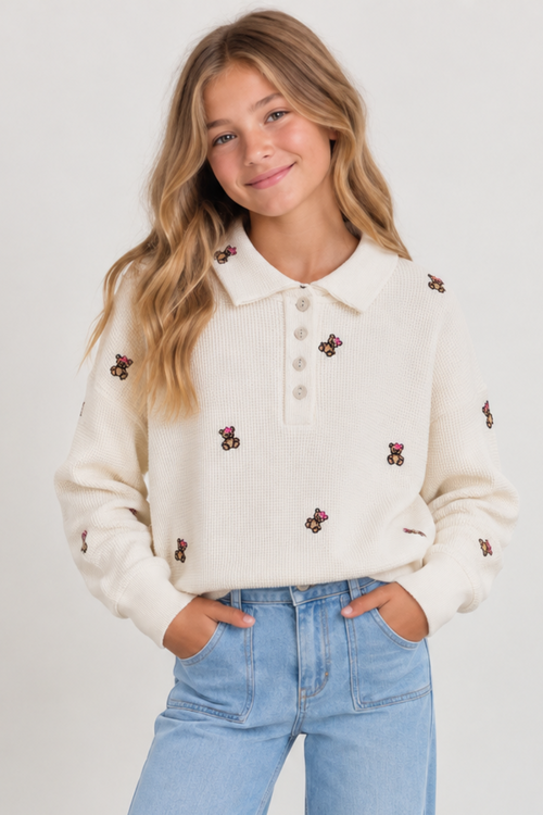 Ella Bear Polo Sweatshirt by Vintage Havana