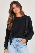 Charcoal Sweater with Braided Detail by Vintage Havana