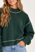 Pine Green Heavy Weight Mock Neck By Vintage Havana