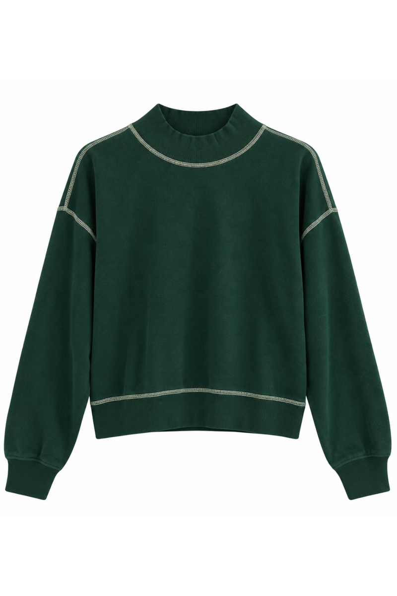 Pine Green Heavy Weight Mock Neck By Vintage Havana