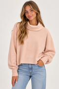 Pale Pink Hacci Cowl Neck Sweatshirt by Vintage Havana
