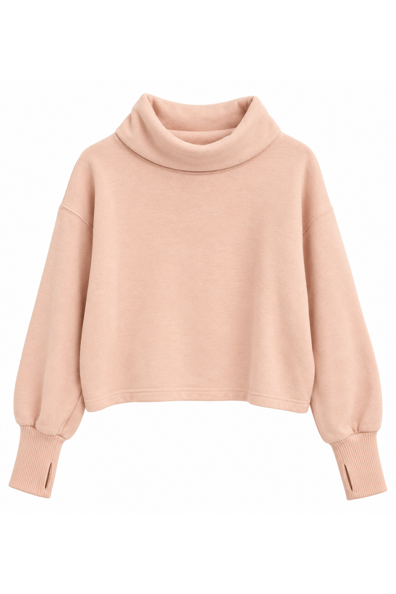 Pale Pink Hacci Cowl Neck Sweatshirt by Vintage Havana