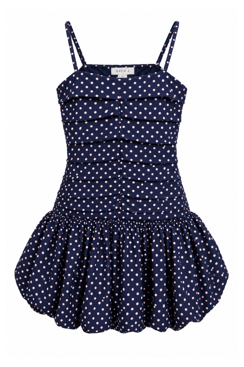 Katie J NYC Girls Tippy Dress in Blue Polka Dot