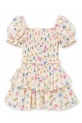Katie J Girls Laney Dress in Cream Tossed Floral