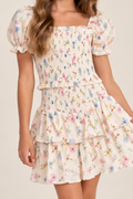 Katie J Girls Laney Dress in Cream Tossed Floral