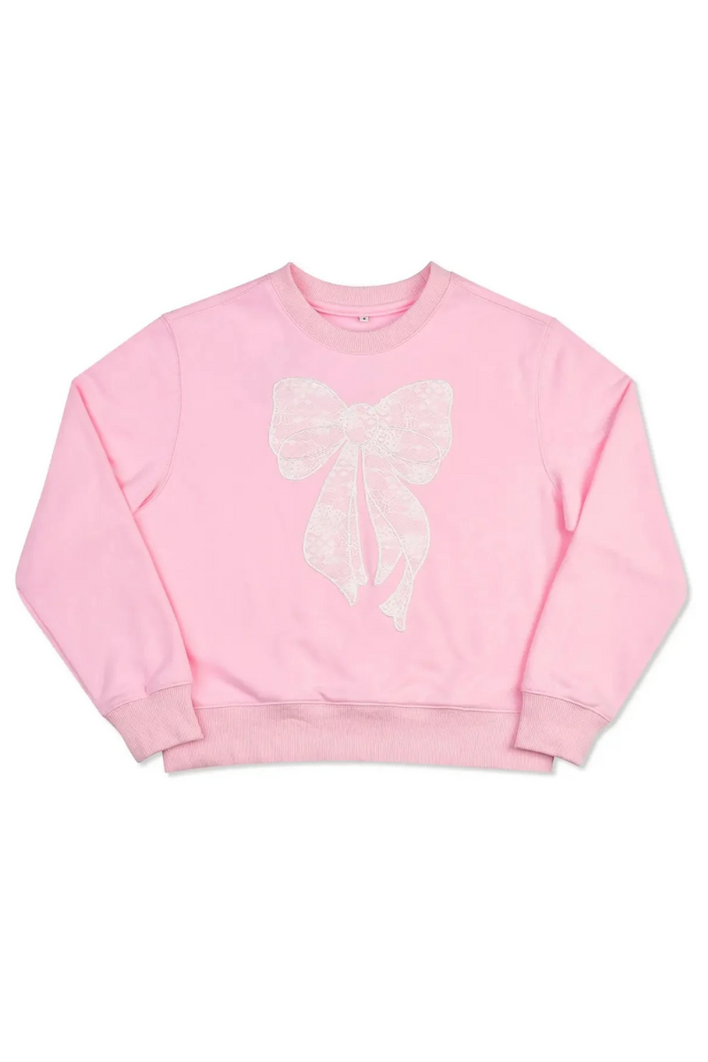 Lace Bow Pink Sweatshirt by iScream
