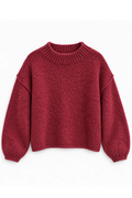 Maroon Mock Neck Oversized Sweater by Vintage Havana