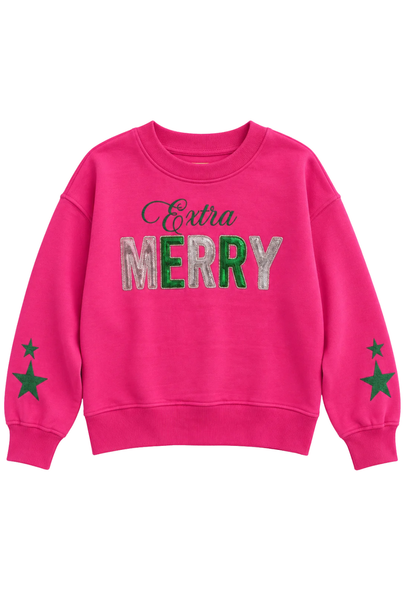 Girls Extra Merry Sequins Sweatshirt by Paper Flower